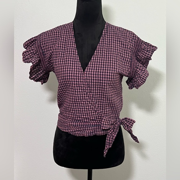 MADEWELL Flutter Sleeve Wrap Top - S - Picture 3 of 5